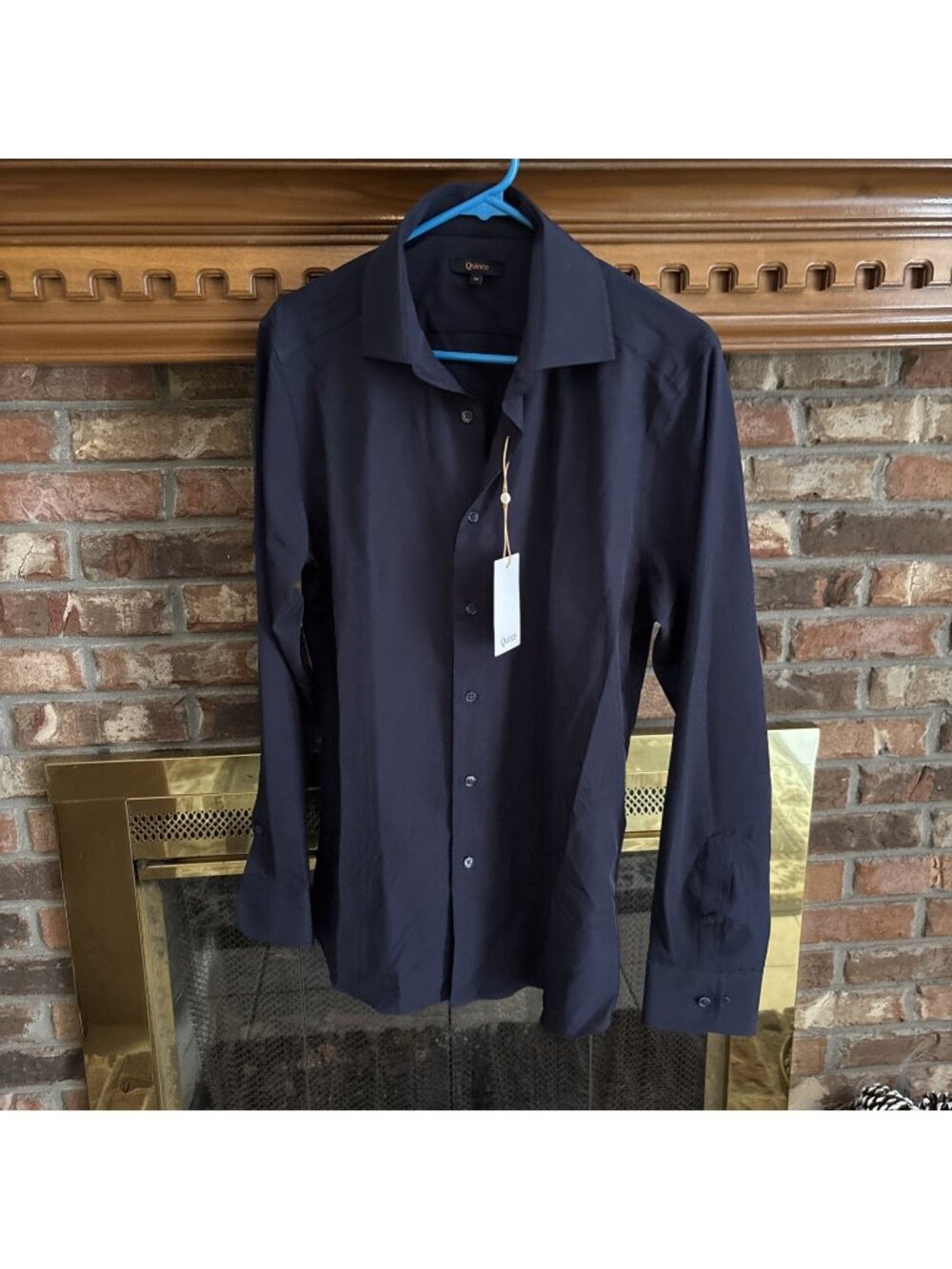 Men’s Quince Performance Stretch Wrinkle Free Dress Shirt Navy Size Medium NWT